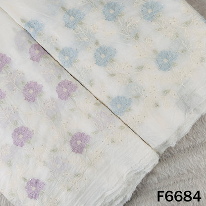 Thread Sequins Mul Chanderi Fabric - F6684