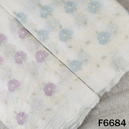 Thread Sequins Mul Chanderi Fabric - F6684