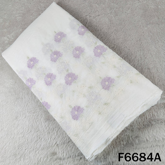 Thread Sequins Work Mul Chanderi Fabric - F6684