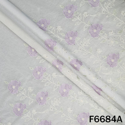 Thread Sequins Mul Chanderi Fabric - F6684