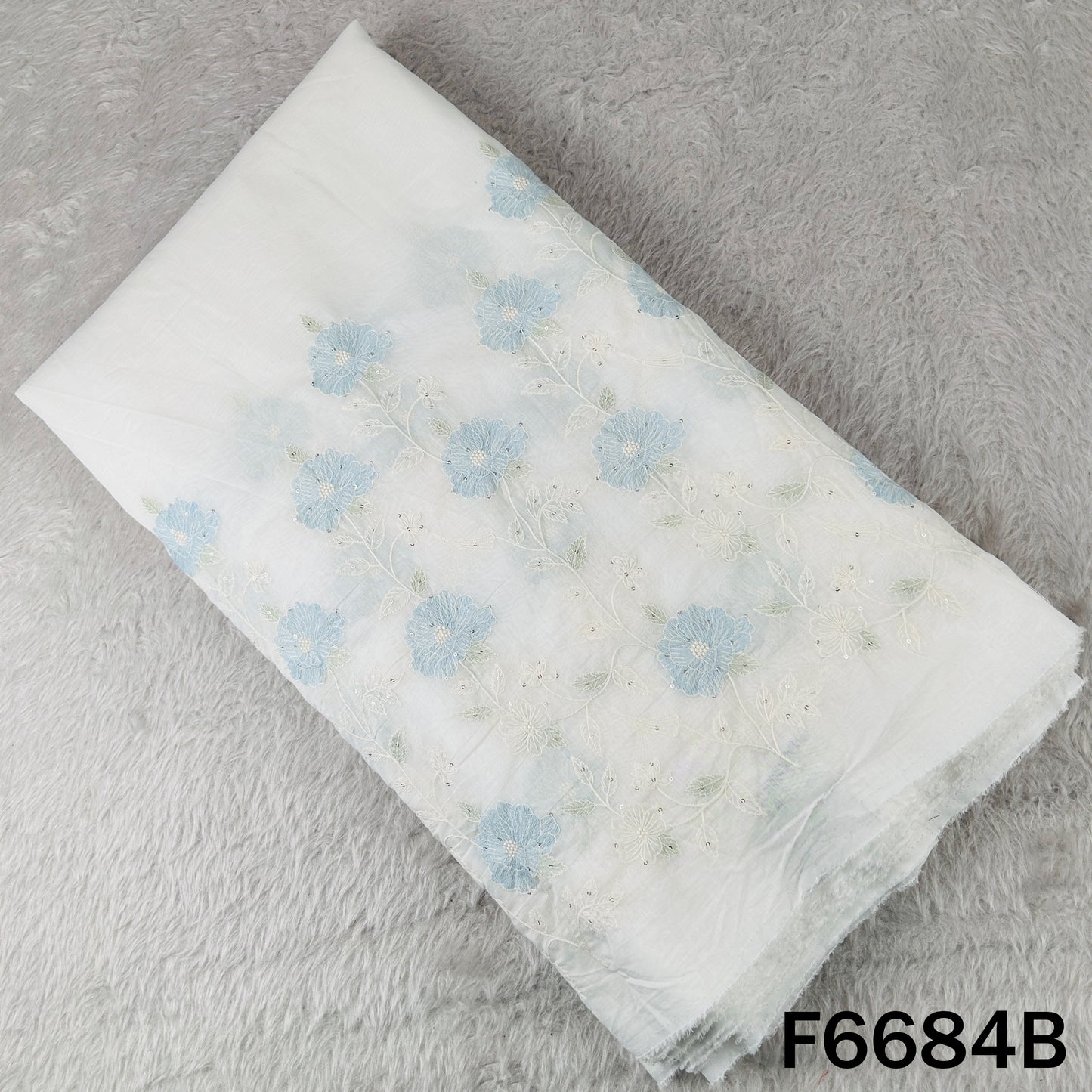 Thread Sequins Mul Chanderi Fabric - F6684