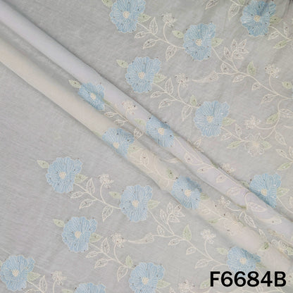 Thread Sequins Mul Chanderi Fabric - F6684
