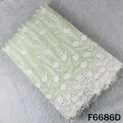 Thread Embroidered Lace Work Muslin Silk Fabric - F6686