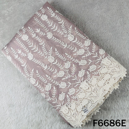 Thread Embroidered Lace Work Muslin Silk Fabric - F6686