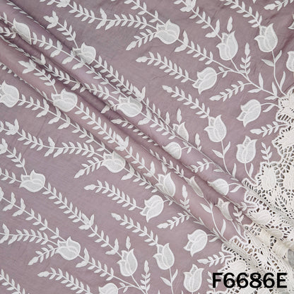 Thread Embroidered Lace Work Muslin Silk Fabric - F6686