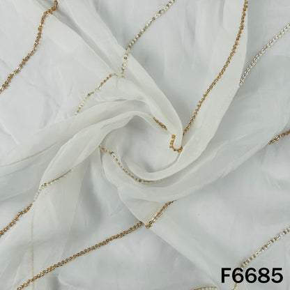 Dyeable Cut Dana Zari Sequins Work Organza Fabric - F6685