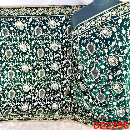 Thread Embroidered Stone Work Velvet Dupatta - D2229