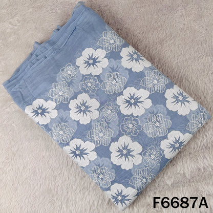 Thread Embroidered Mul Cotton Fabric - F6687