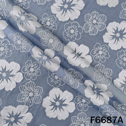 Thread Embroidered Mul Cotton Fabric - F6687