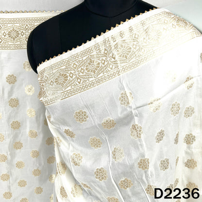 Dyeable Zari work Dola Silk Dupatta-D2236