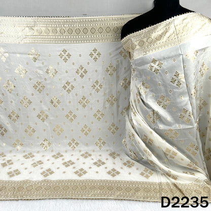 Dyeable Zari work Dola Silk Dupatta-D2235