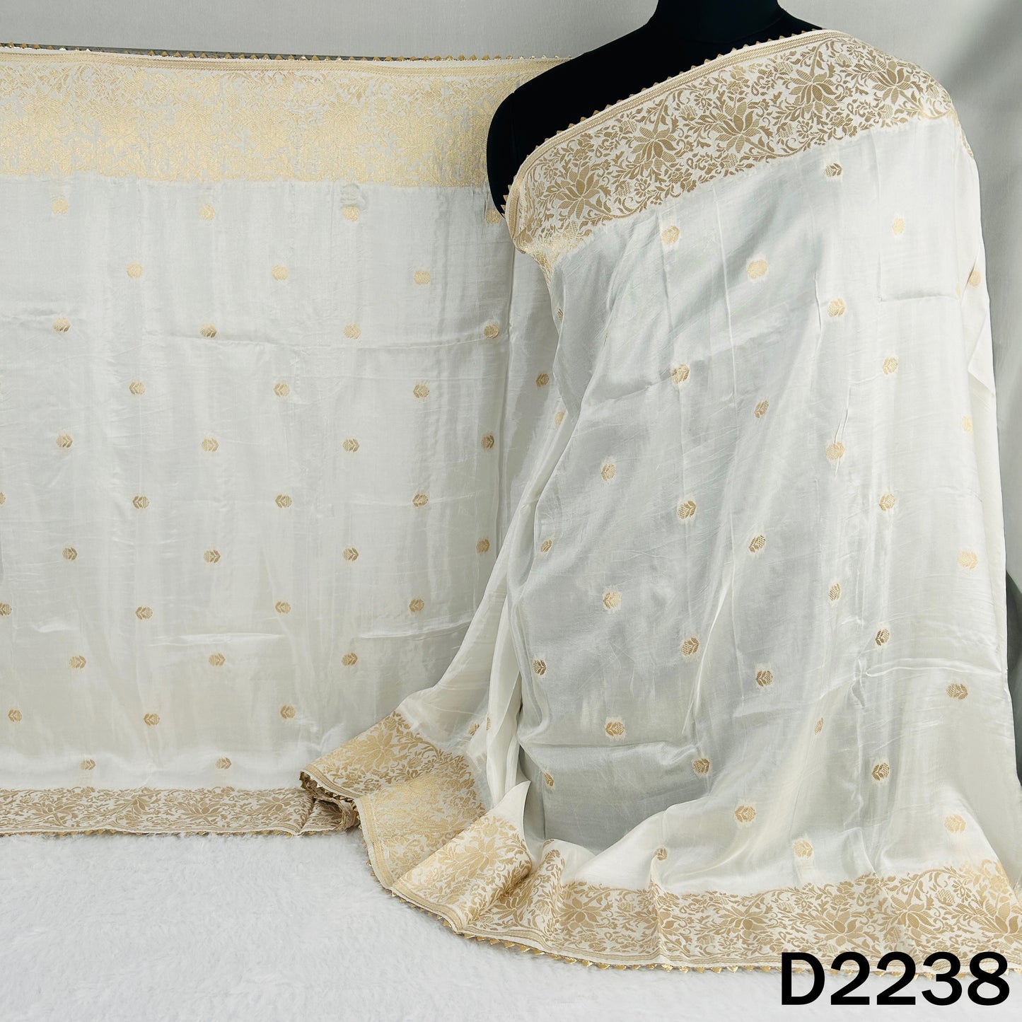 Dyeable Zari work Dola Silk Dupatta-D2238