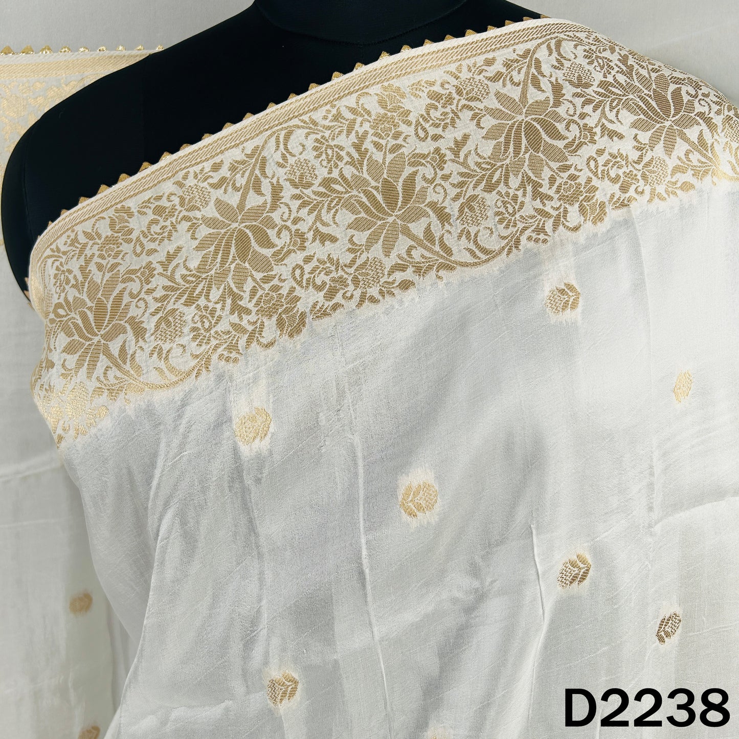 Dyeable Zari work Dola Silk Dupatta-D2238