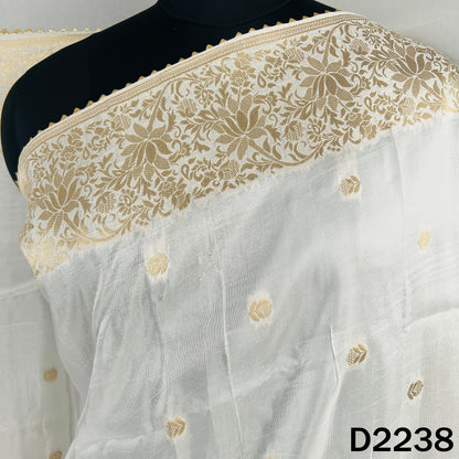 Dyeable Zari work Dola Silk Dupatta-D2238
