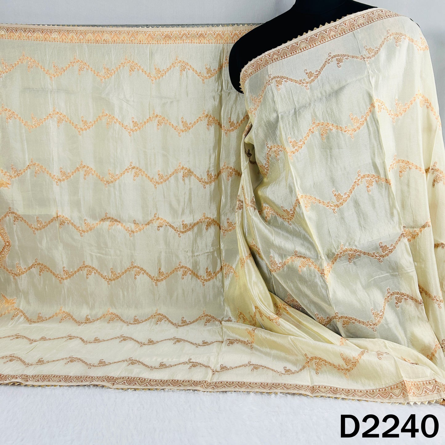 Dyeable Zari work Tissue Silk Dupatta-D2240