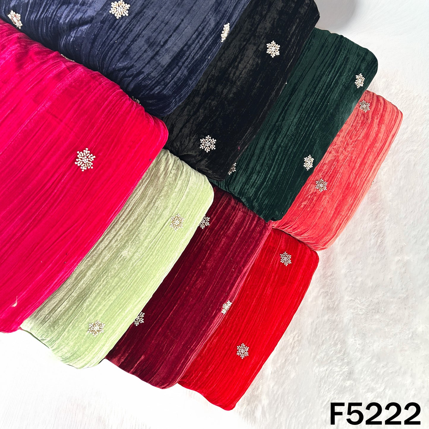 Cut Dana Zari Work Crush Velvet Fabric - F5222