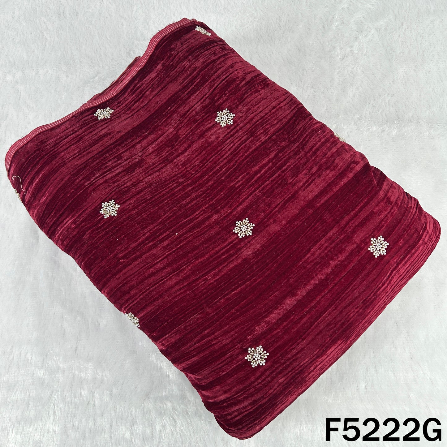 Cut Dana Zari Work Crush Velvet Fabric - F5222