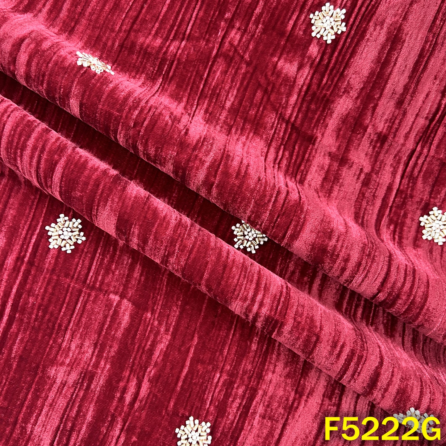 Cut Dana Zari Work Crush Velvet Fabric - F5222