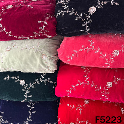 Cut Dana Zari Sequins Embroidered Velvet Fabric - F5223