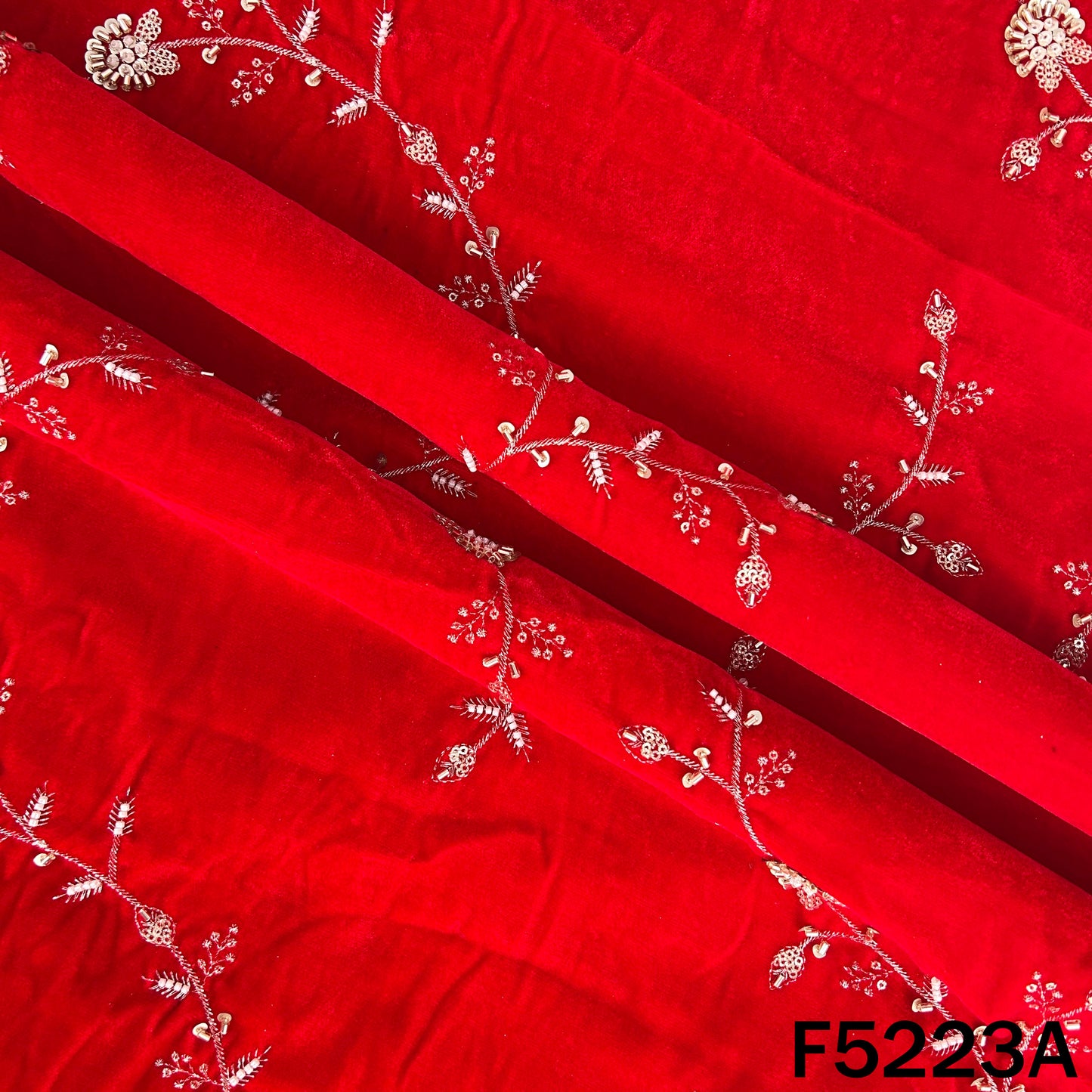 Cut Dana Zari Sequins Embroidered Velvet Fabric - F5223