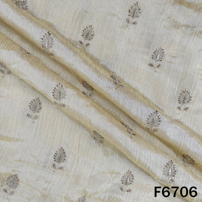 Dyeable Cut Dana Zari Embroidered Shimmer Crush Tissue Fabric - F6706