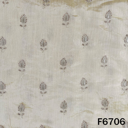 Dyeable Cut Dana Zari Embroidered Shimmer Crush Tissue Fabric - F6706