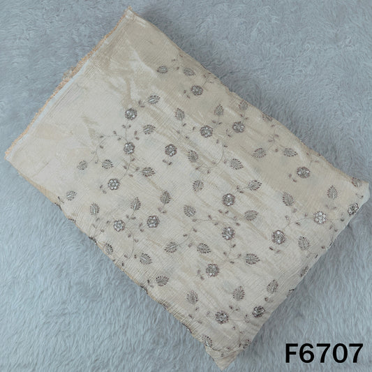 Dyeable Cut Dana Zari Embroidered Shimmer Crush Tissue Fabric - F6707