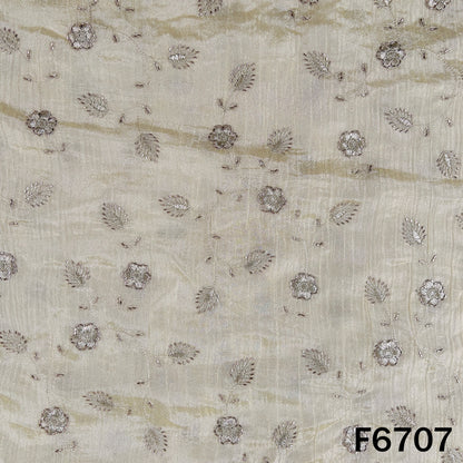 Dyeable Cut Dana Zari Embroidered Shimmer Crush Tissue Fabric - F6707