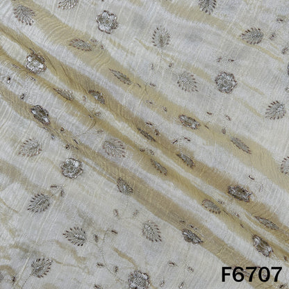 Dyeable Cut Dana Zari Embroidered Shimmer Crush Tissue Fabric - F6707