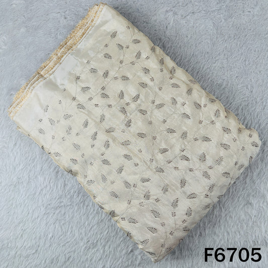 Dyeable Cut Dana Zari Embroidered Shimmer Tissue Fabric - F6705