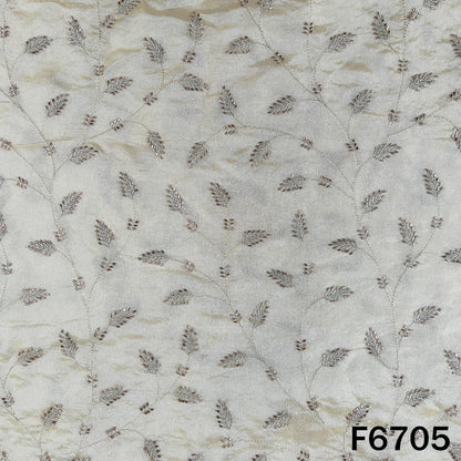 Dyeable Cut Dana Zari Embroidered Shimmer Tissue Fabric - F6705