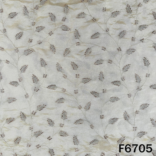 Dyeable Cut Dana Zari Embroidered Shimmer Tissue Fabric - F6705