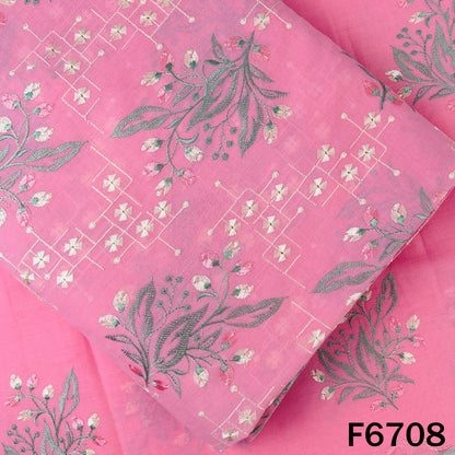 Thread Embroidered Cotton Fabric - F6708