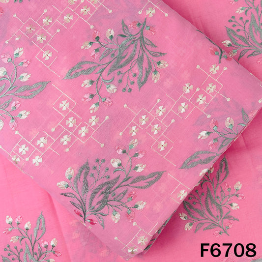 Thread Embroidered Cotton Fabric - F6708
