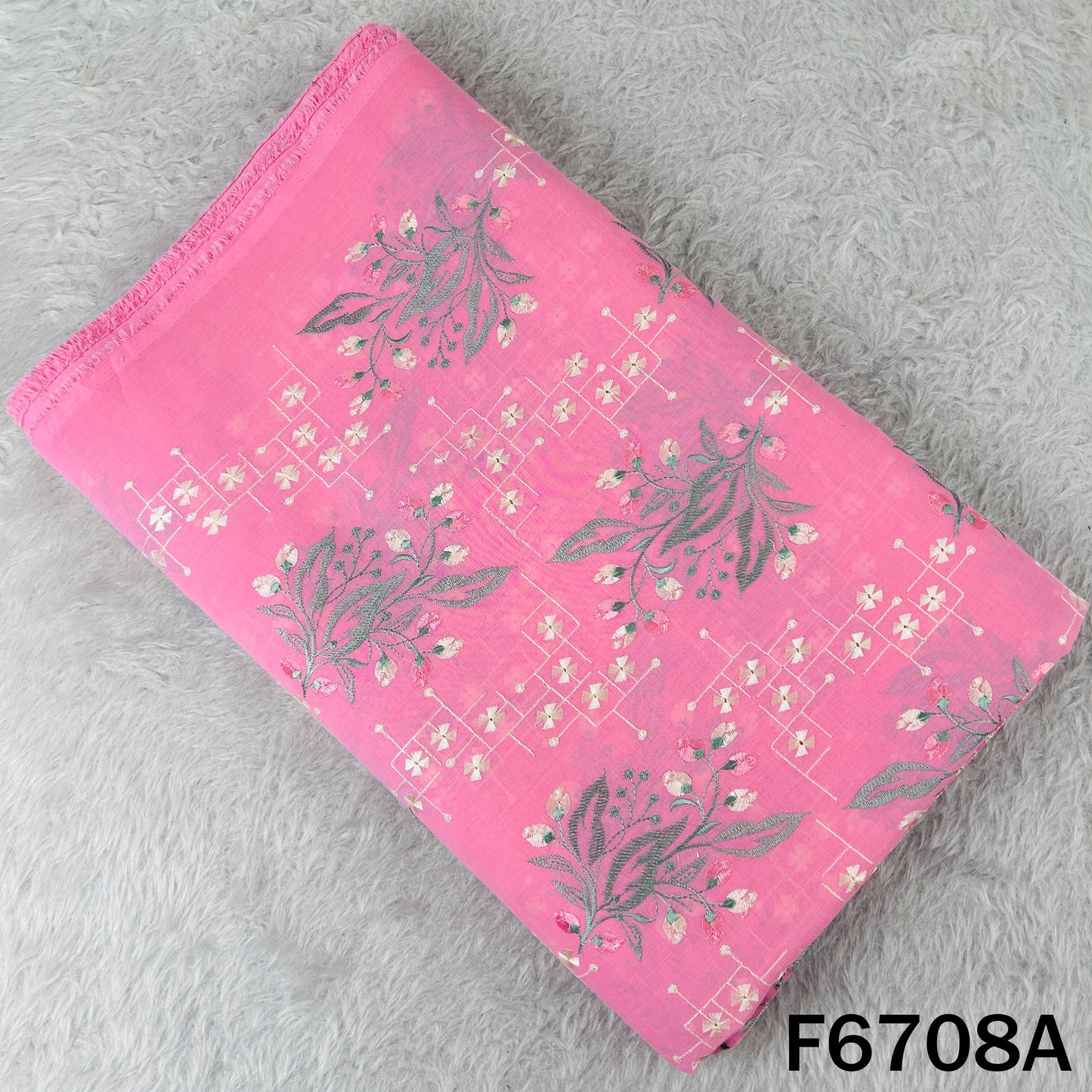 Thread Embroidered Cotton Fabric - F6708