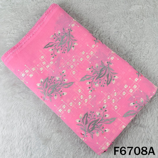 Thread Embroidered Cotton Fabric - F6708