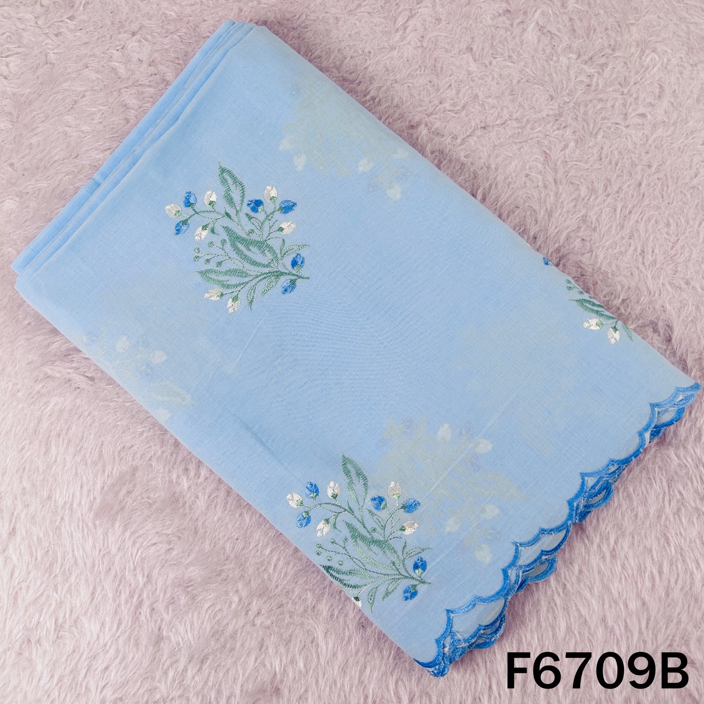 Thread Embroidered Cotton Fabric - F6709