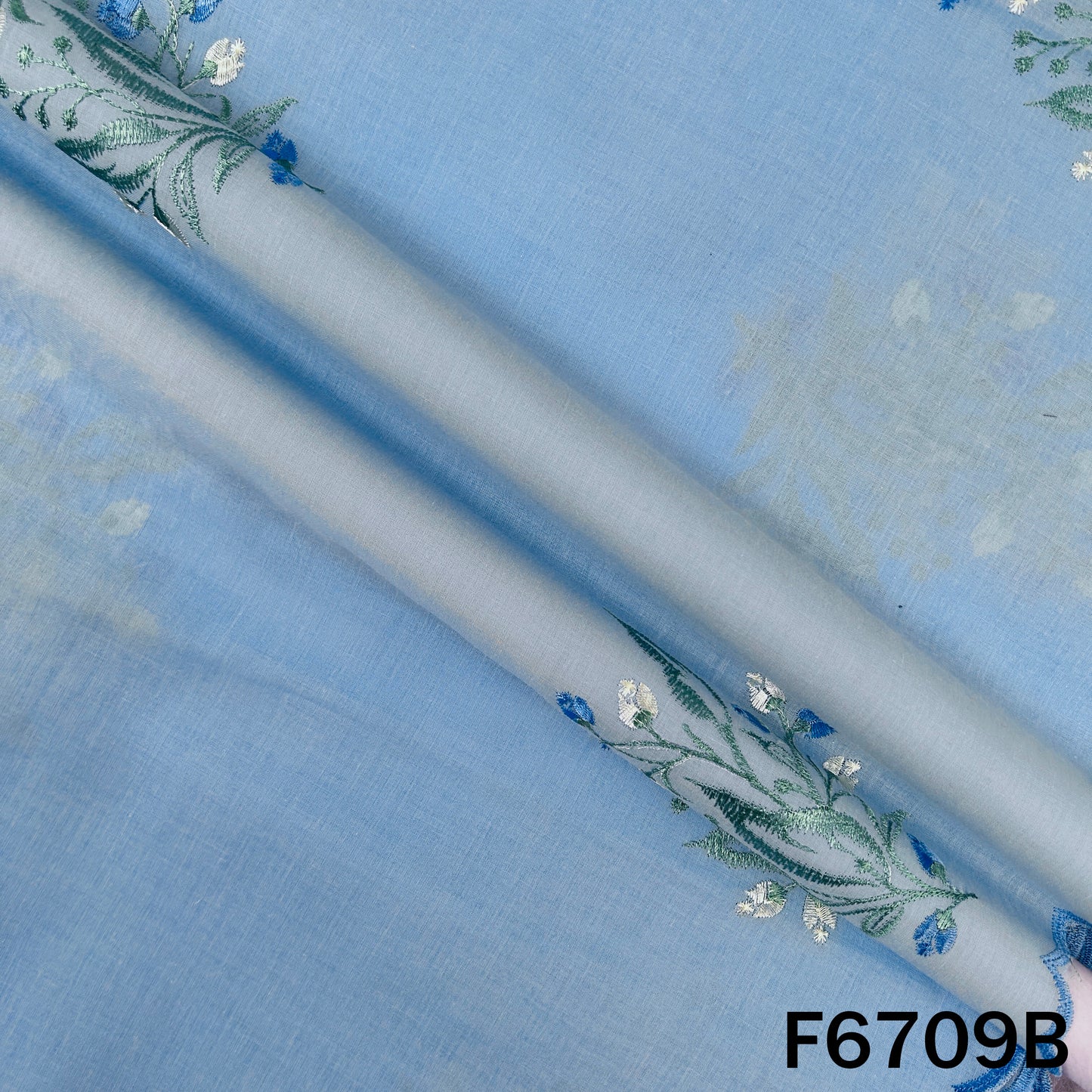 Thread Embroidered Cotton Fabric - F6709
