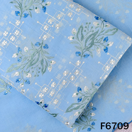 Thread Embroidered Cotton Fabric - F6709