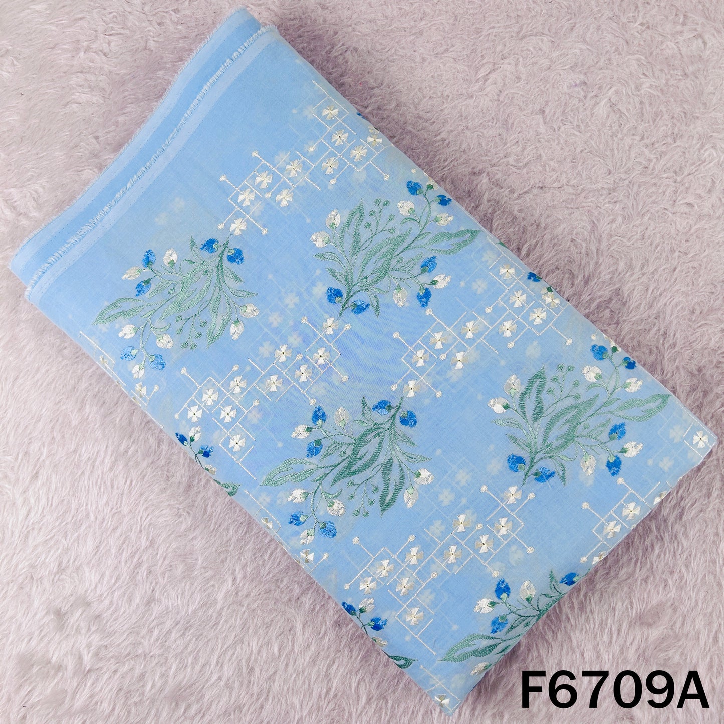 Thread Embroidered Cotton Fabric - F6709