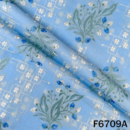 Thread Embroidered Cotton Fabric - F6709