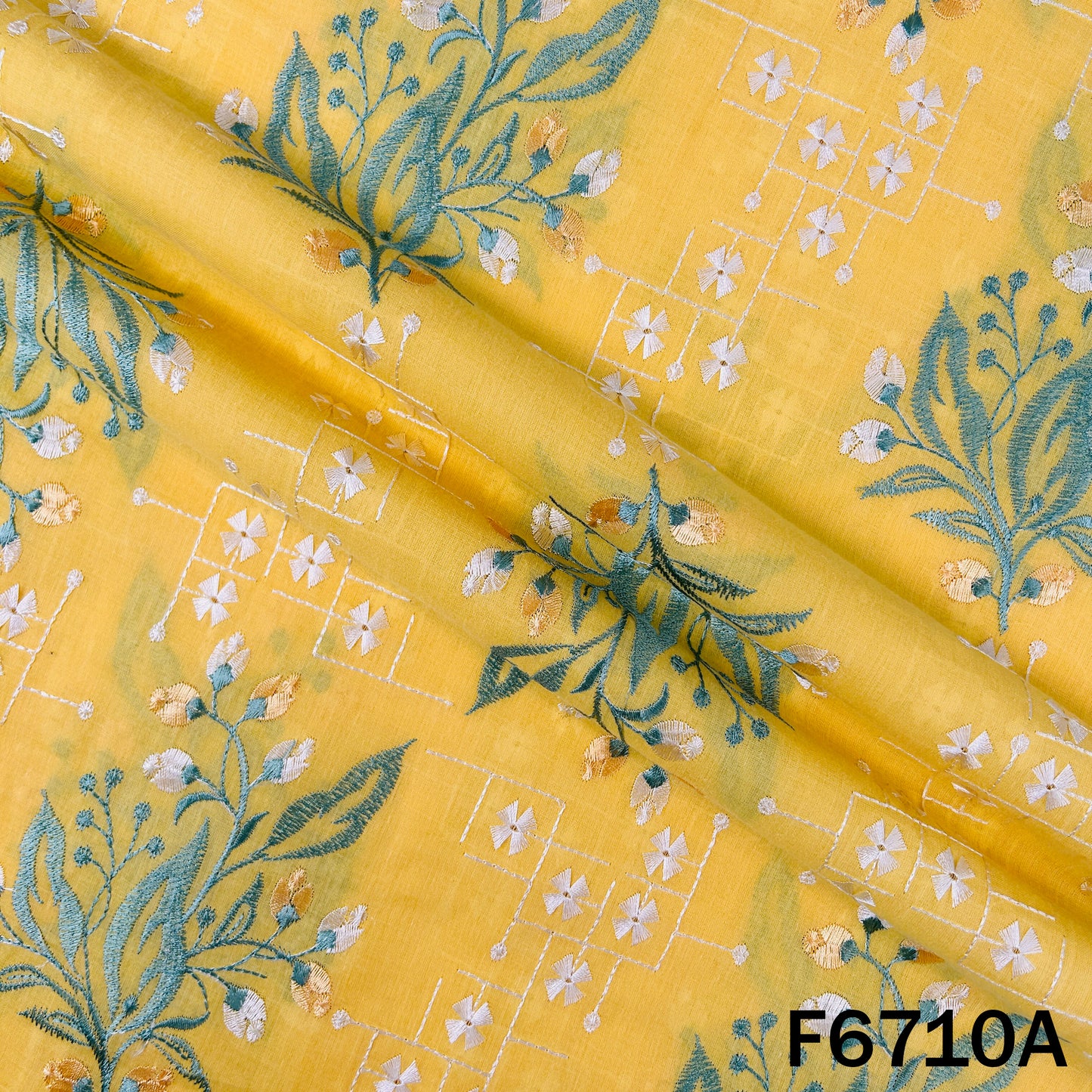 Thread Embroidered Cotton Fabric - F6710