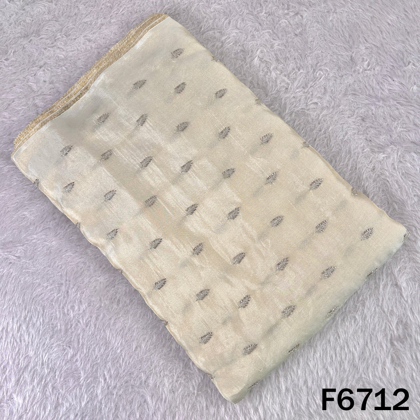 Dyeable Cut Dana Zari Embroidered Shimmer Tissue Fabric - F6712