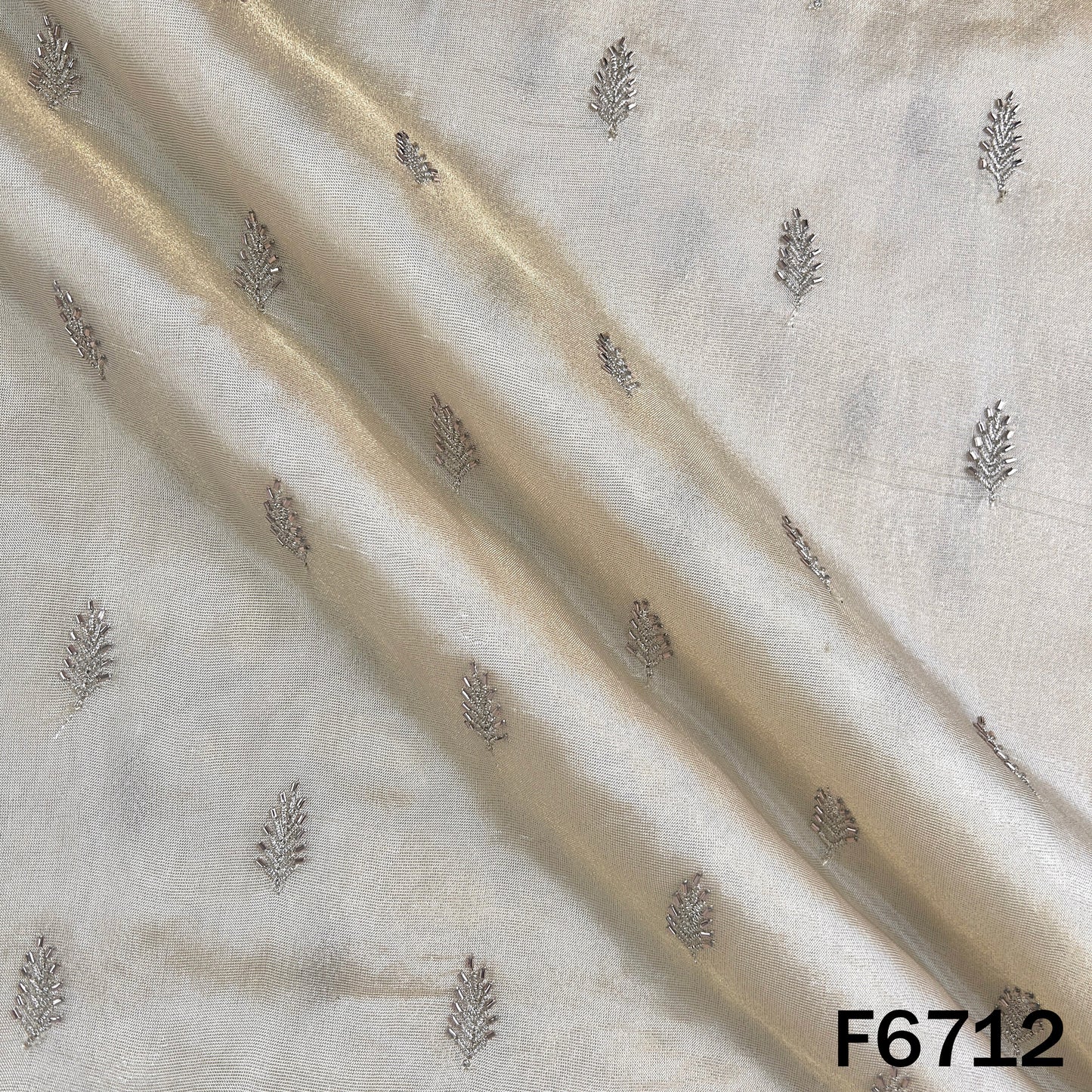 Dyeable Cut Dana Zari Embroidered Shimmer Tissue Fabric - F6712