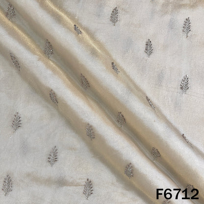 Dyeable Cut Dana Zari Embroidered Shimmer Tissue Fabric - F6712