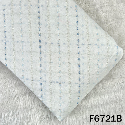 Thread Sequins Embroidered Mul Chanderi Fabric - F6721