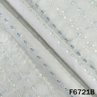 Thread Sequins Embroidered Mul Chanderi Fabric - F6721