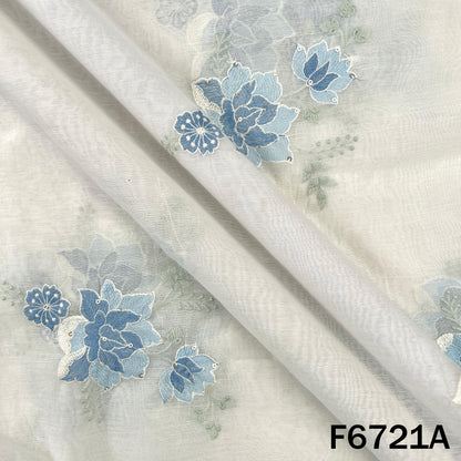 Thread Sequins Embroidered Mul Chanderi Fabric - F6721