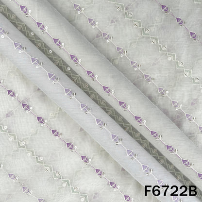 Thread Sequins Embroidered Mul Chanderi Fabric - F6722