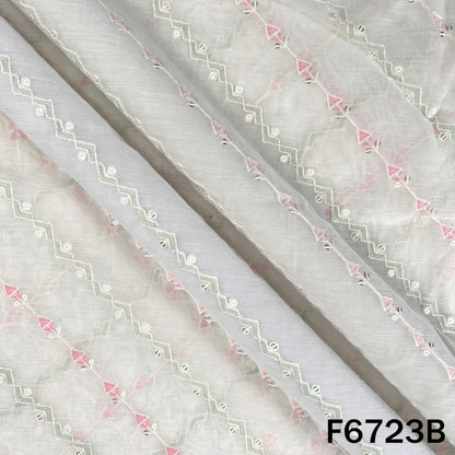 Thread Sequins Embroidered Mul Chanderi Fabric - F6723